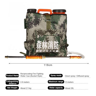 Sırt Çantalı Geri Tepmeli Yangın Suyu Tabancası 20L Taşınabilir Yangın Söndürme Püskürtücü