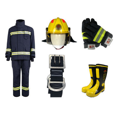 17 Style ZFMH-JD C Firefighter Fire Fighting Protective Suit, Double Layer Kevlar Fabric Flame Resistant Suit, High Tear Strength Breathable Thermal Insulation Safety Suit for Fire Rescue & High Tempe